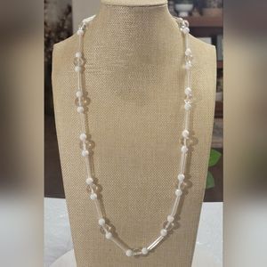 Dauplaise Vintage Clear Lucite and White Beaded Necklace